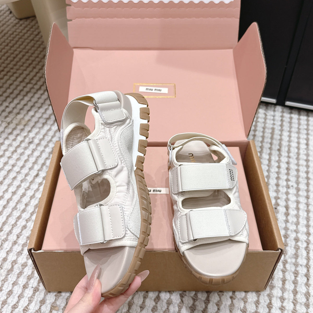 MIU 26 Platform Sandals Ivory Leather 632330
