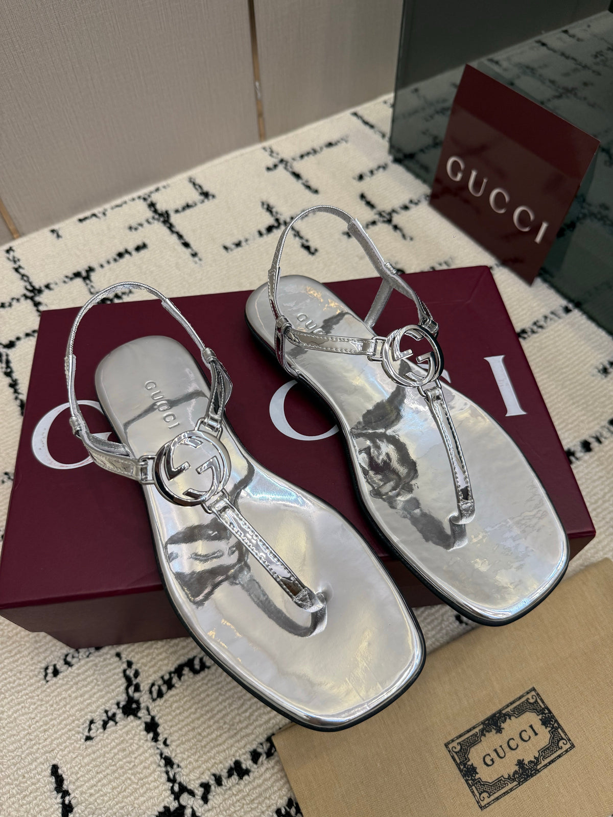 Gucci 2026 Thong Flat Sandals Canvas Leather 943902