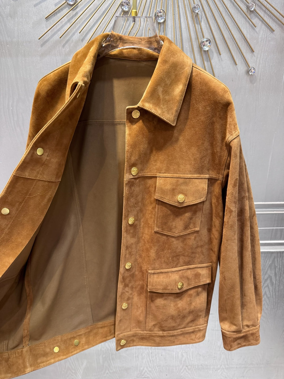 Celine 25 Jacket Brown Suede with Gold Button