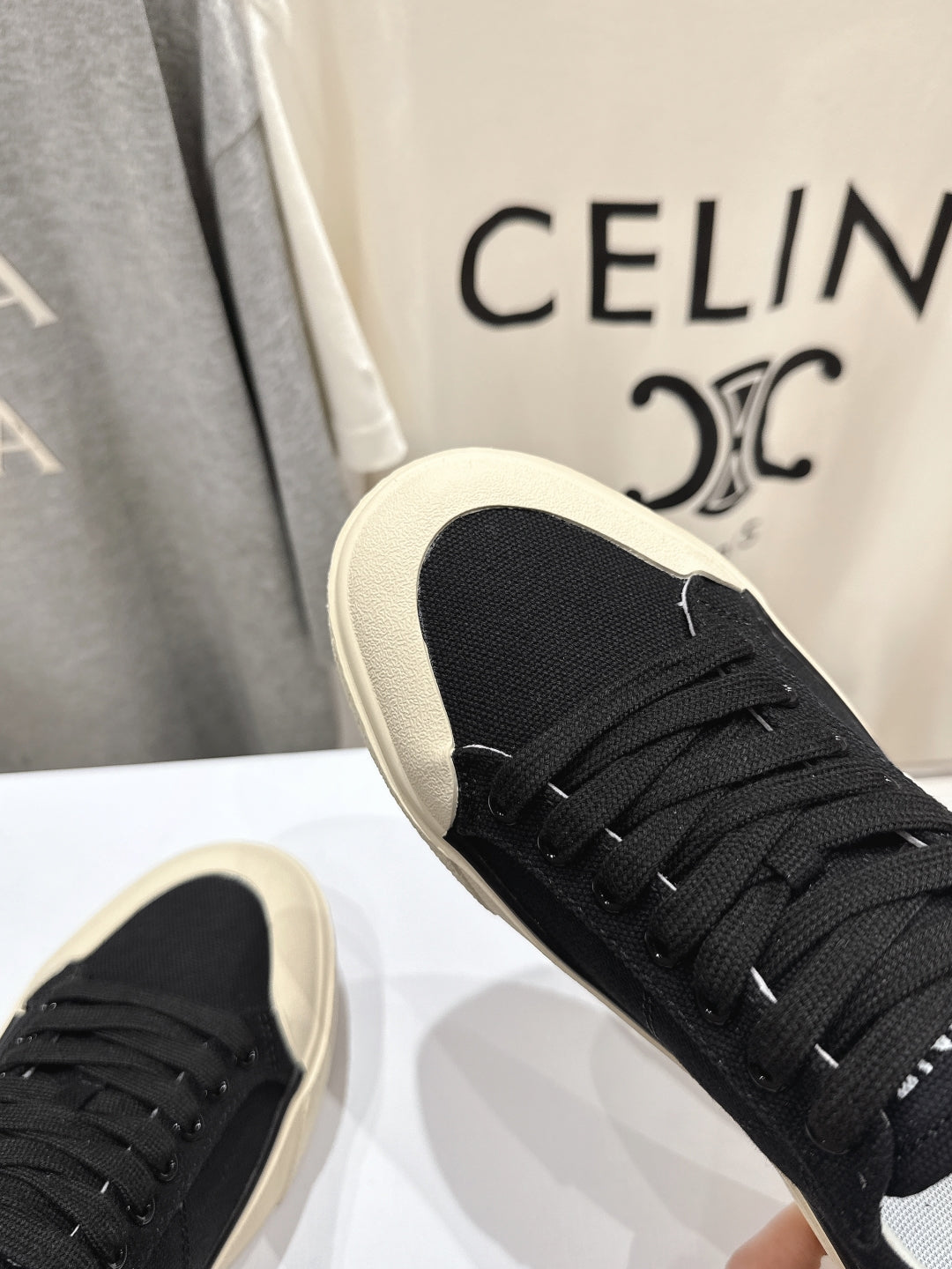 CELINE 25C Trainer Sneaker Black Canvas 236762