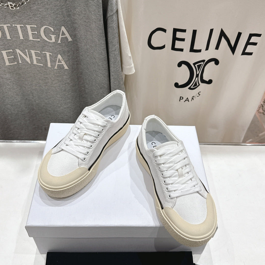 CELINE 25C Trainer Sneaker White Canvas 236763