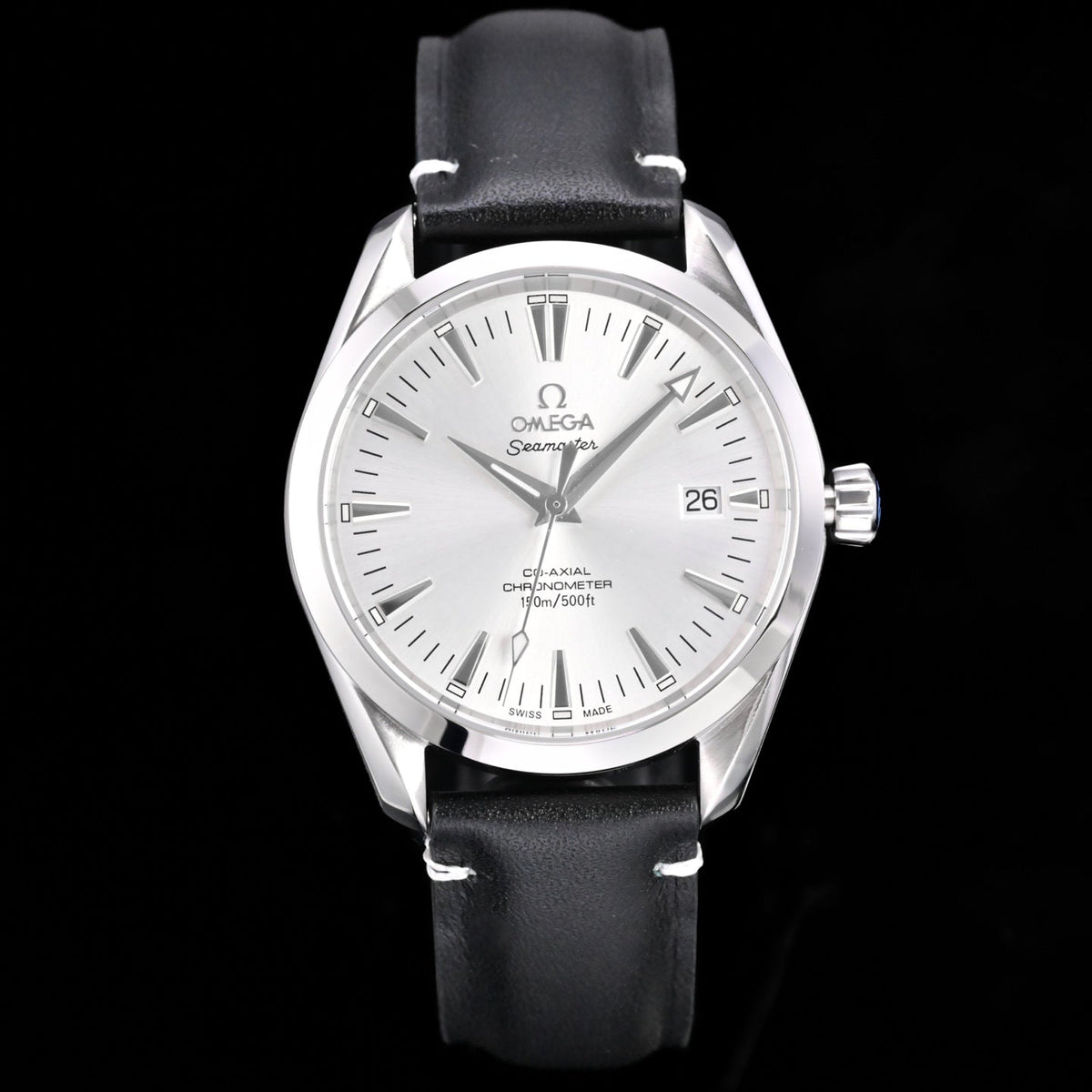 Omega Seamaster 150M Aqua Terra Observatory 39mm  Black Leather Strap