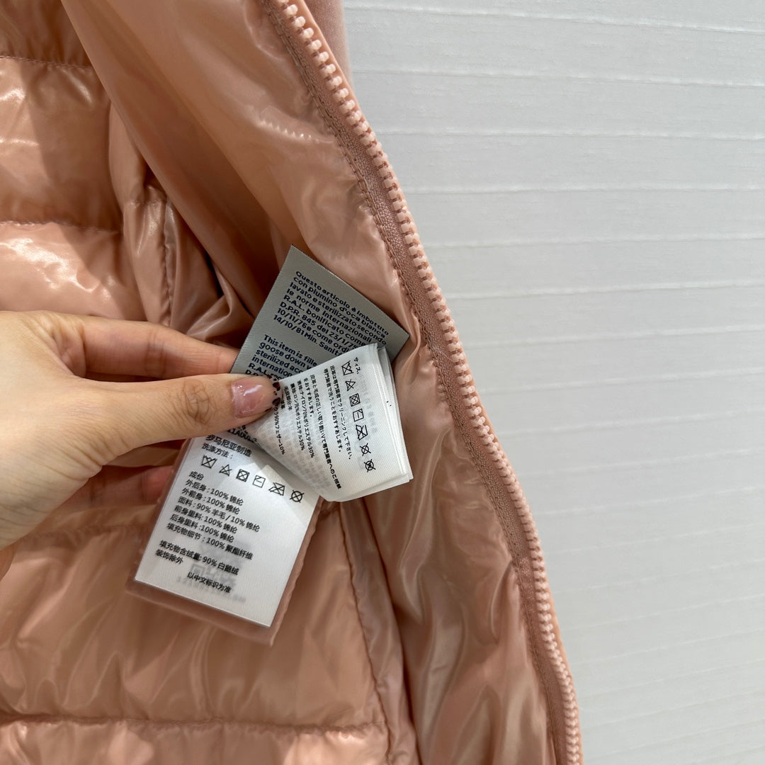 Moncler 25 Jacket Rose Pink Polyester Mix Wool