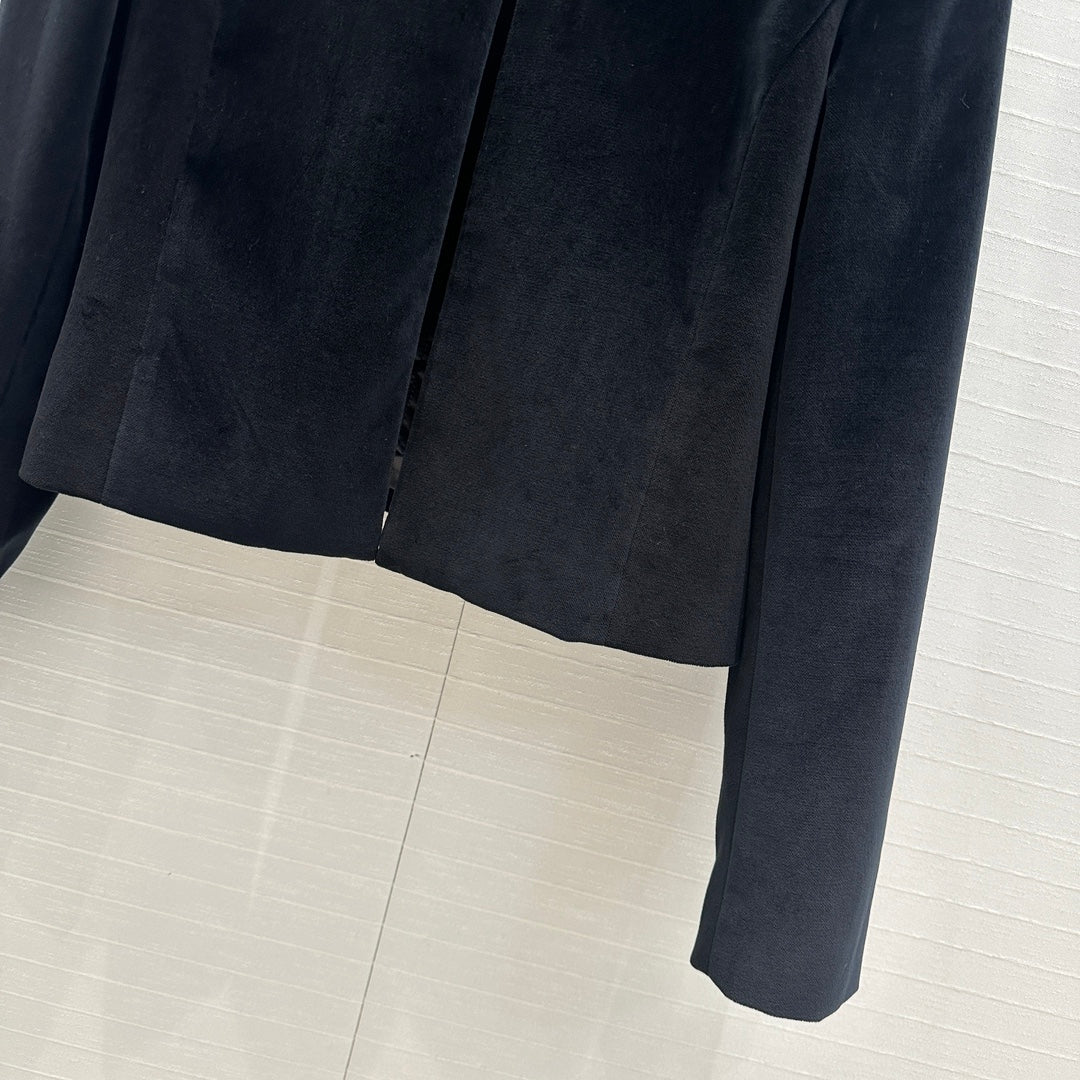 CD 25 Beaded Collar Small Jacket Black Silk Velvet