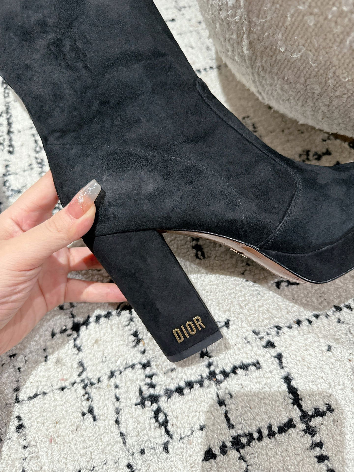 CD High Boots 100mm Black Suede