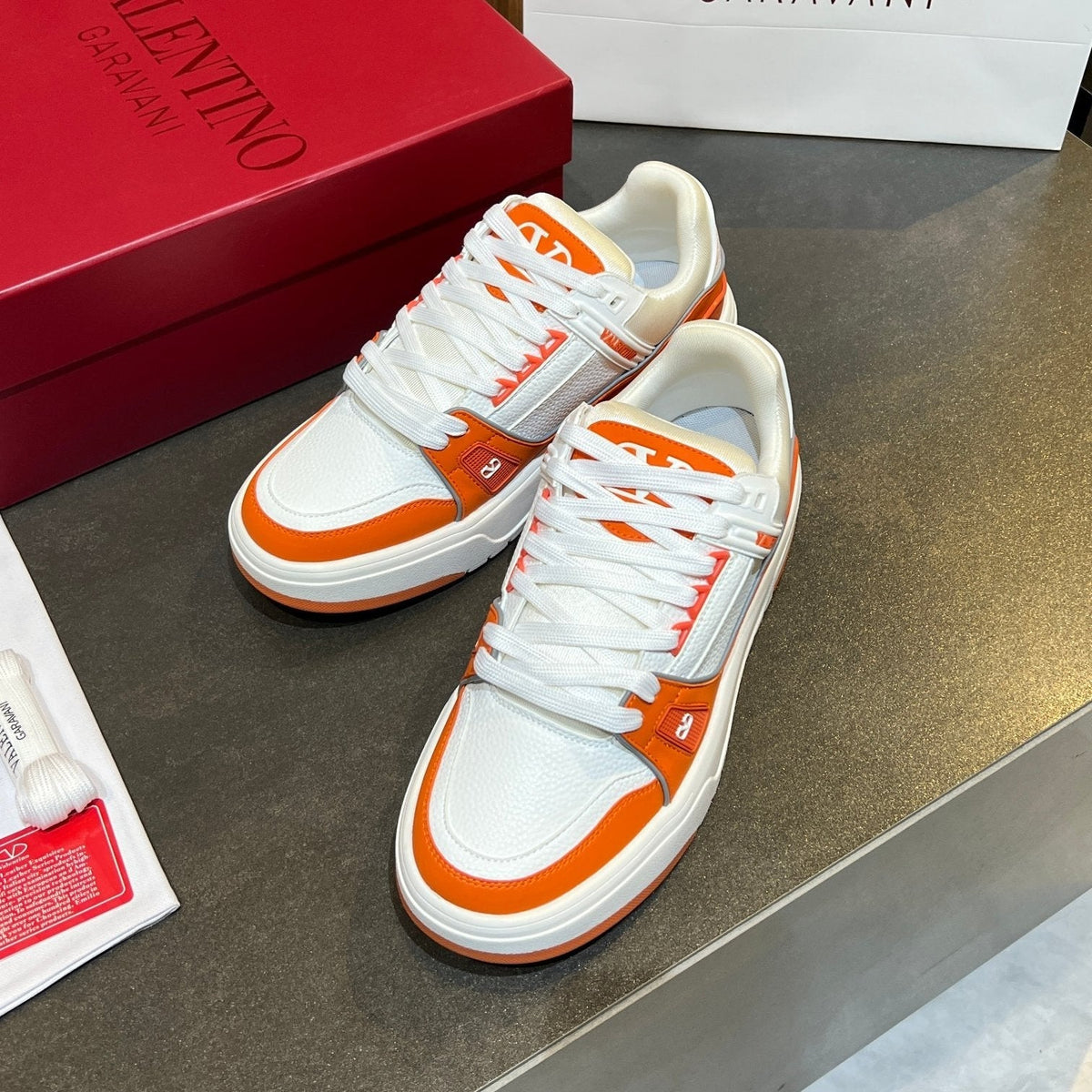 VT 25S Couple Sneakers White Orange Calfskin 563113