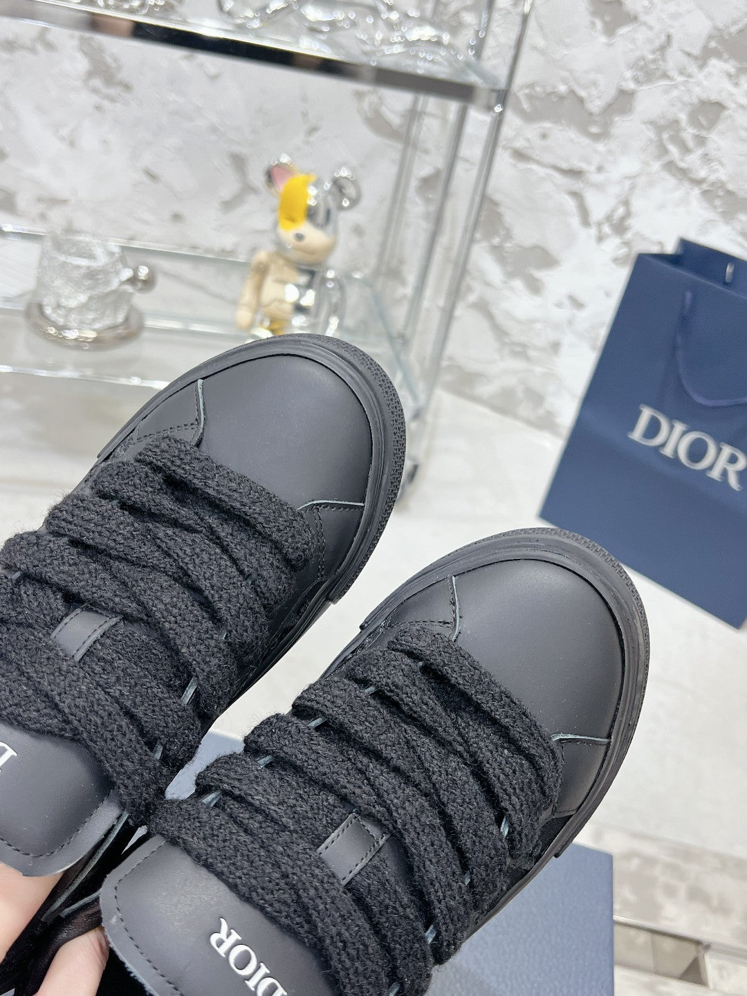 CD B33 Sneaker 30mm In Black Calfskin 100668