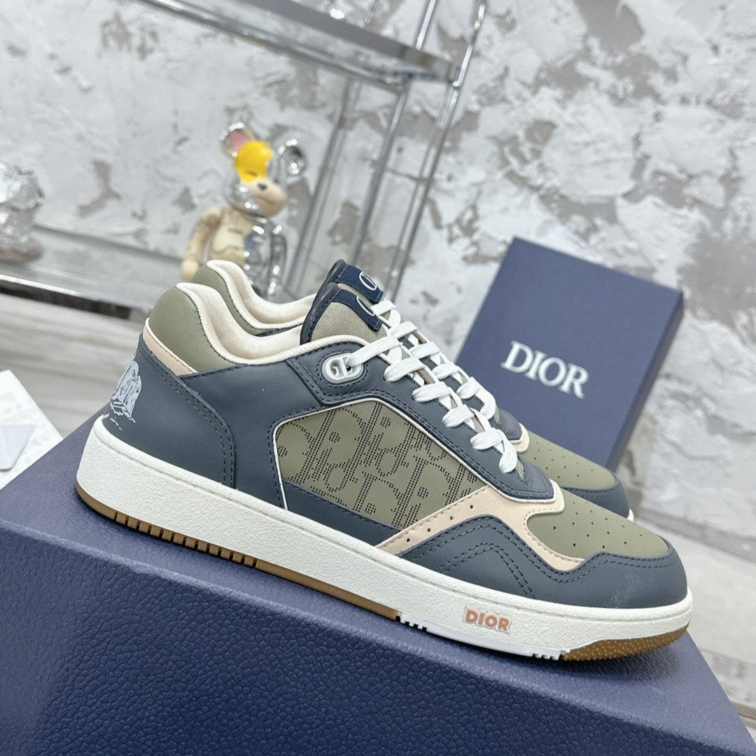 CD B27 Low-Top Sneaker 30mm In Charcoal Blue Monogram Calfskin 100787