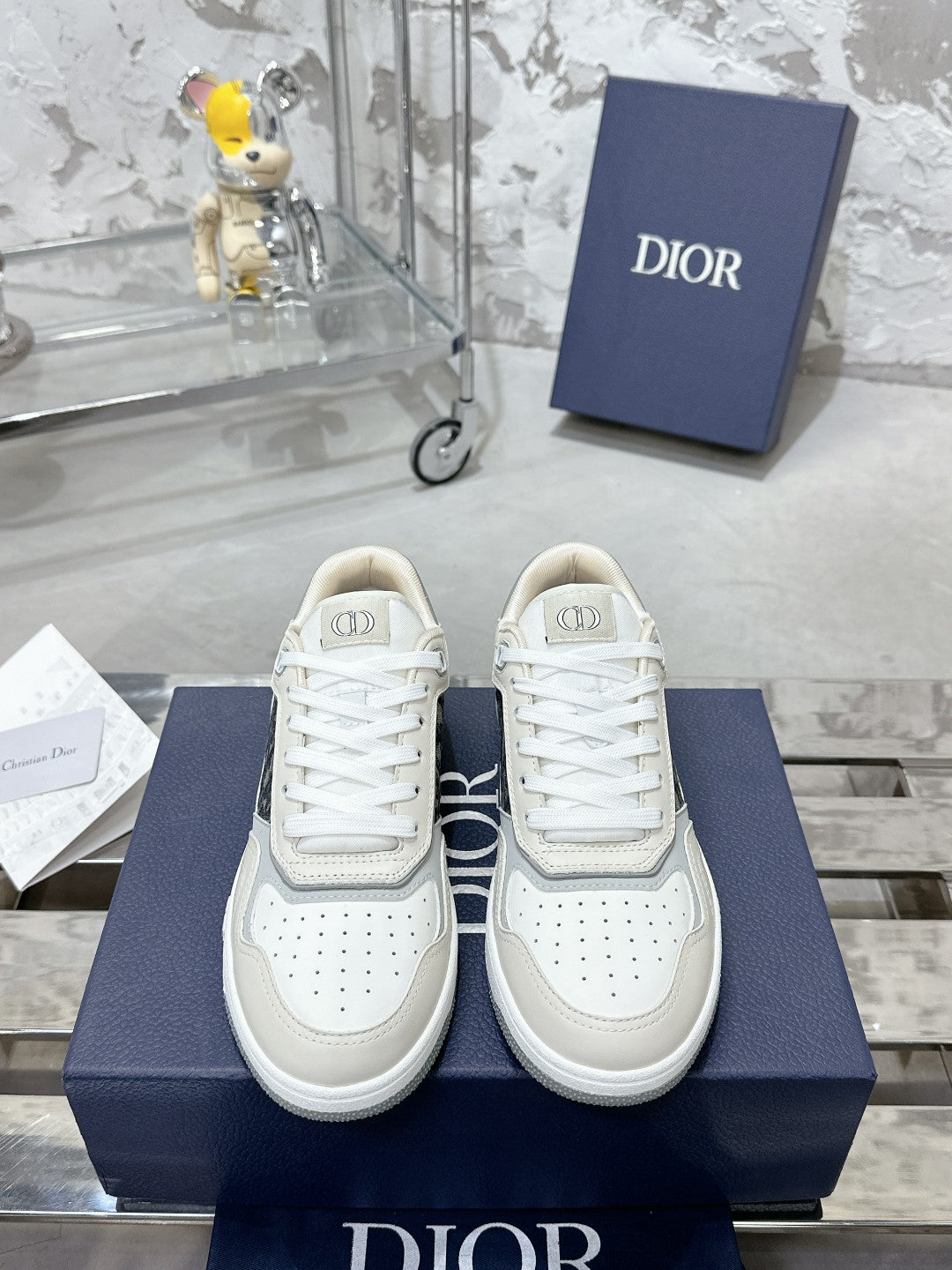 CD B27 Low-Top Sneaker 30mm In Ivory White Monogram Calfskin 100805