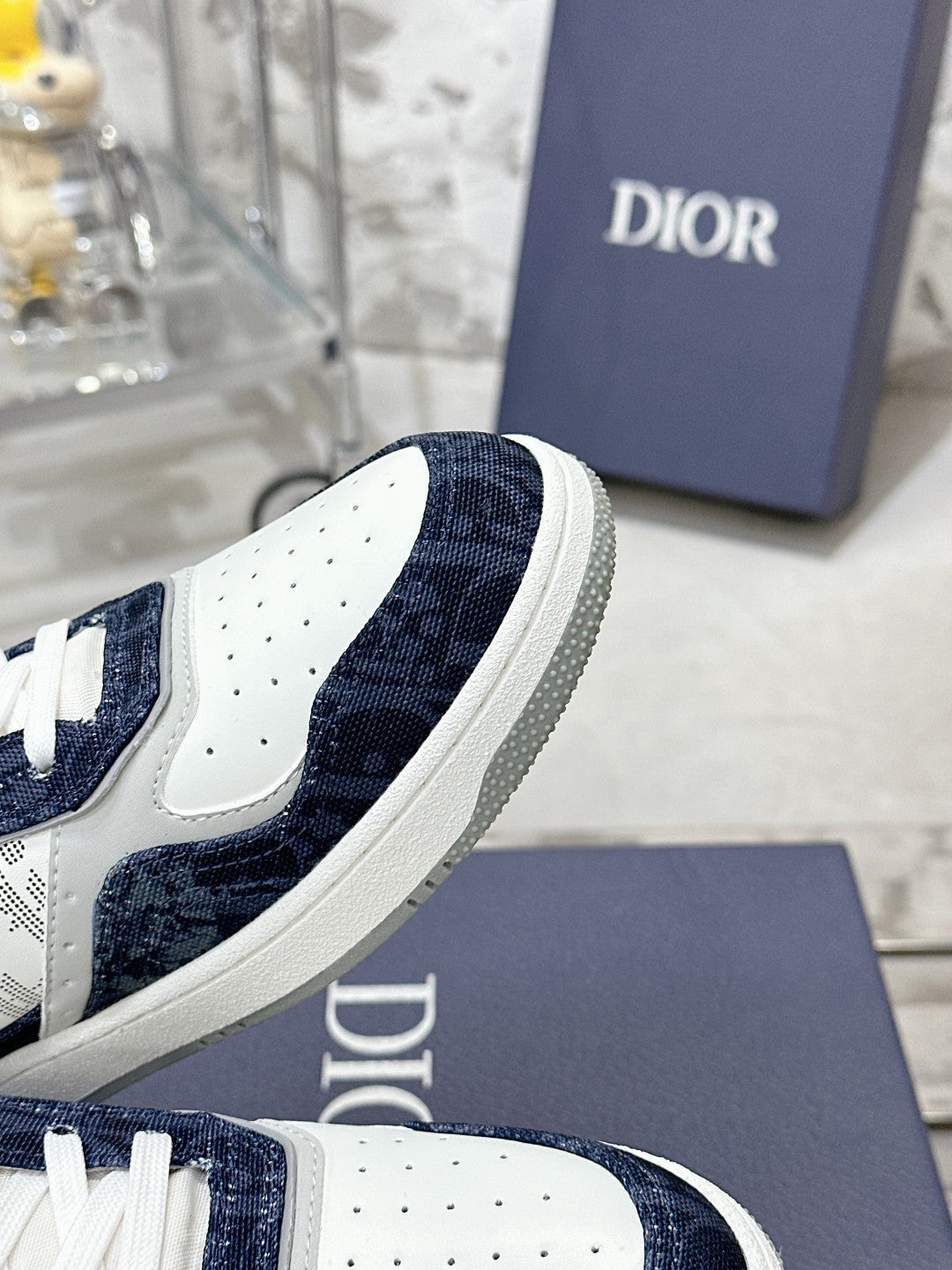 CD B27 Low-Top Sneaker 30mm In Deep Blue Monogram Calfskin  100821