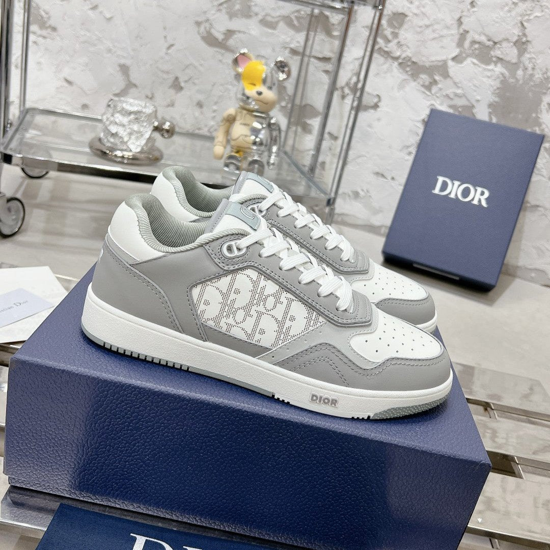 CD B27 Low-Top Sneaker 30mm In Grey White Monogram Calfskin 100823