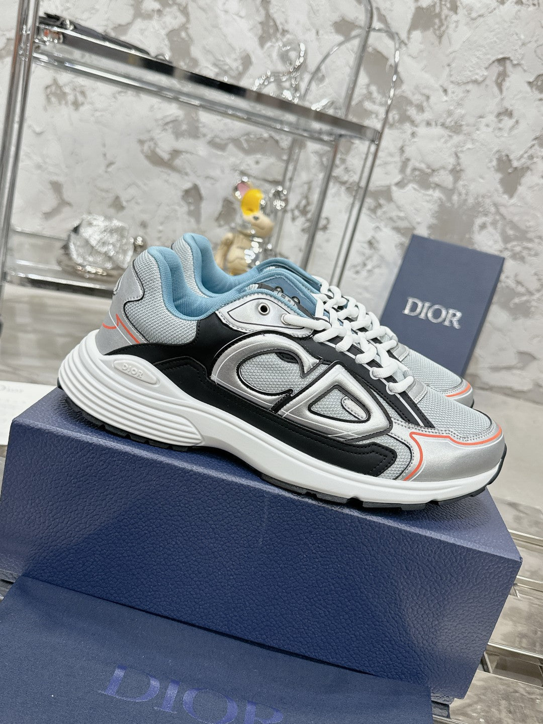 CD B30 Sneaker 35mm In Grey Black Mesh Fabric 100650