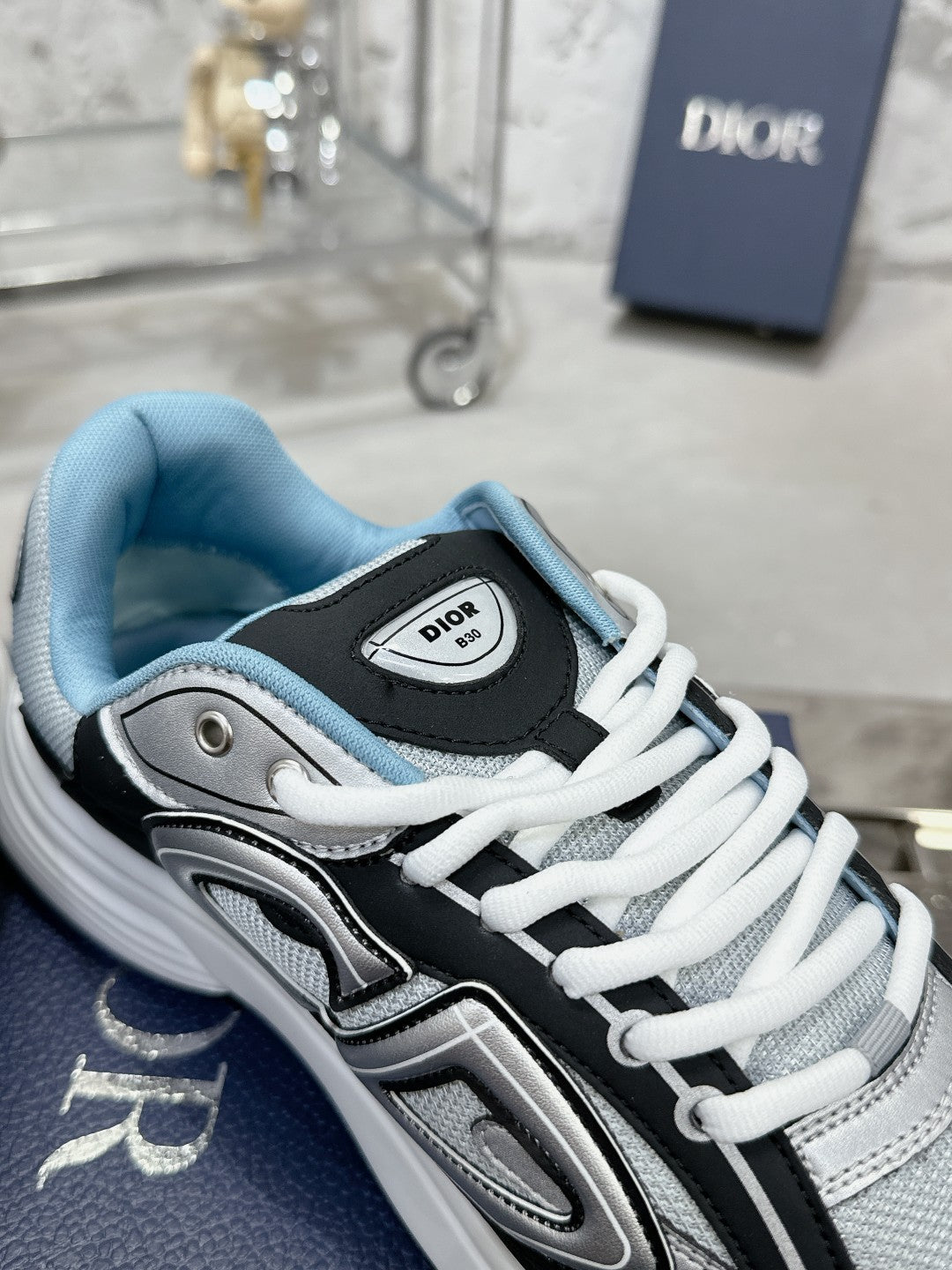 CD B30 Sneaker 35mm In Grey Black Mesh Fabric 100650