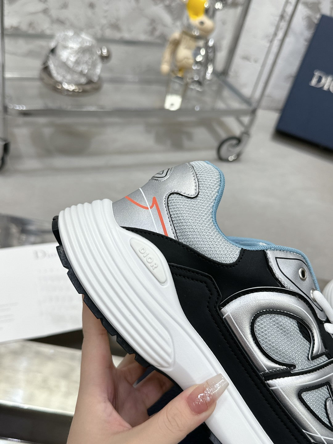 CD B30 Sneaker 35mm In Grey Black Mesh Fabric 100650