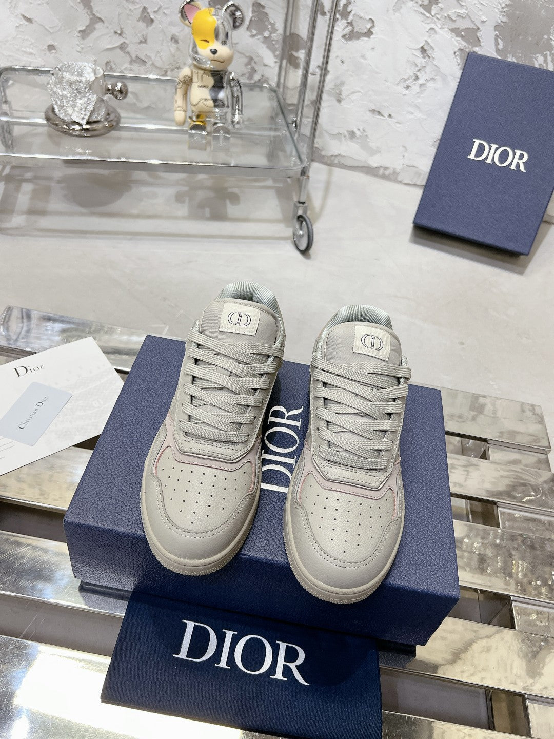 CD B27 Sneaker 30mm In Light Grey Calfskin 100631