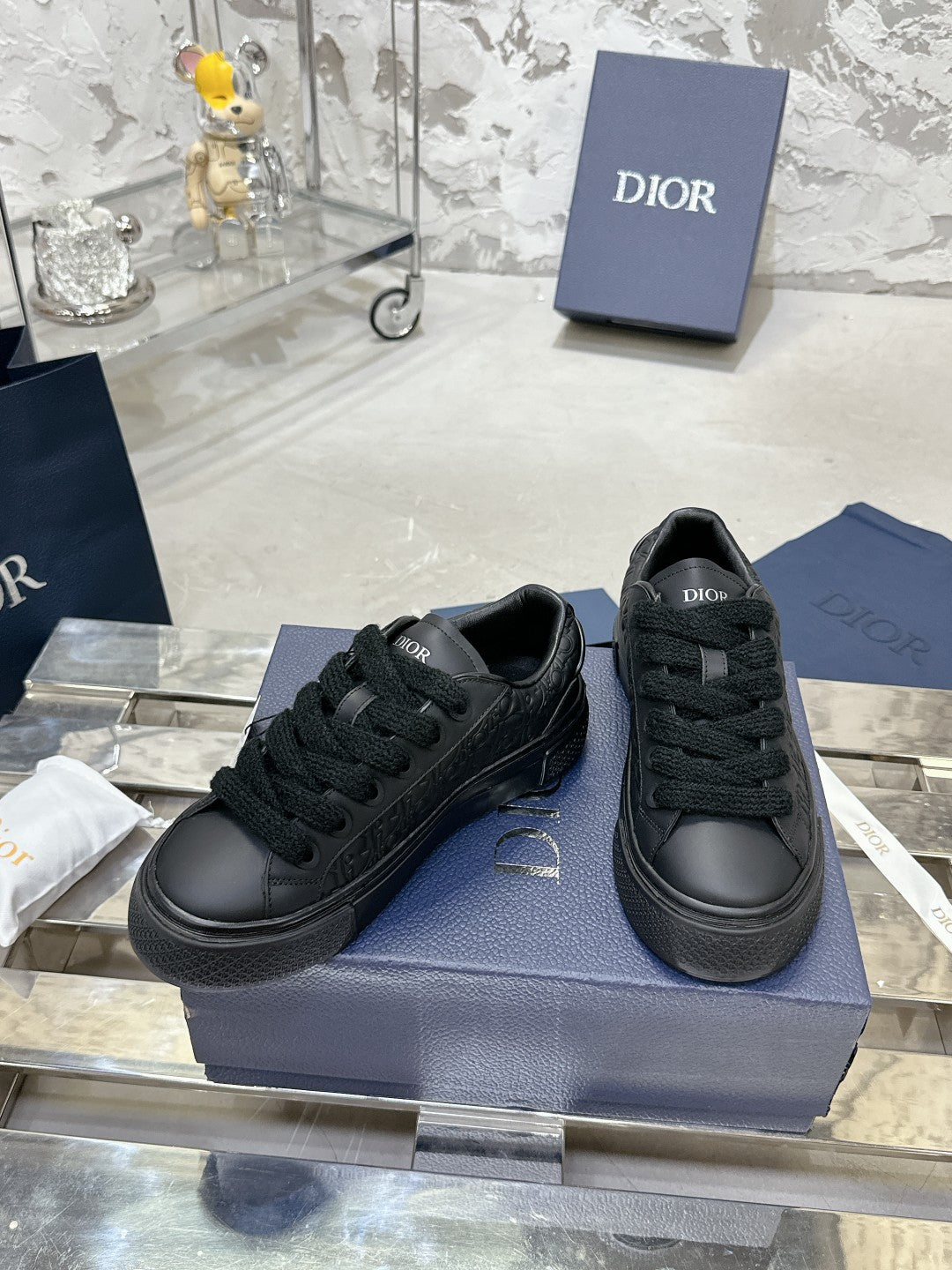 CD B33 Sneaker 30mm In Black Monogram Calfskin 100560