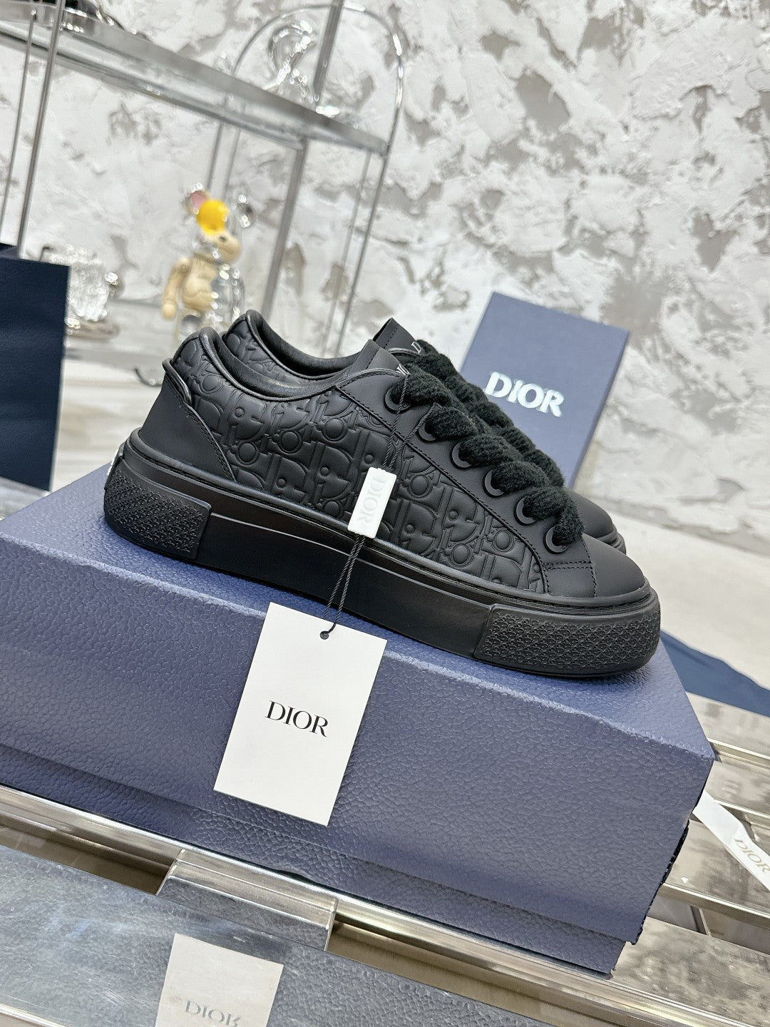 CD B33 Sneaker 30mm In Black Monogram Calfskin 100560