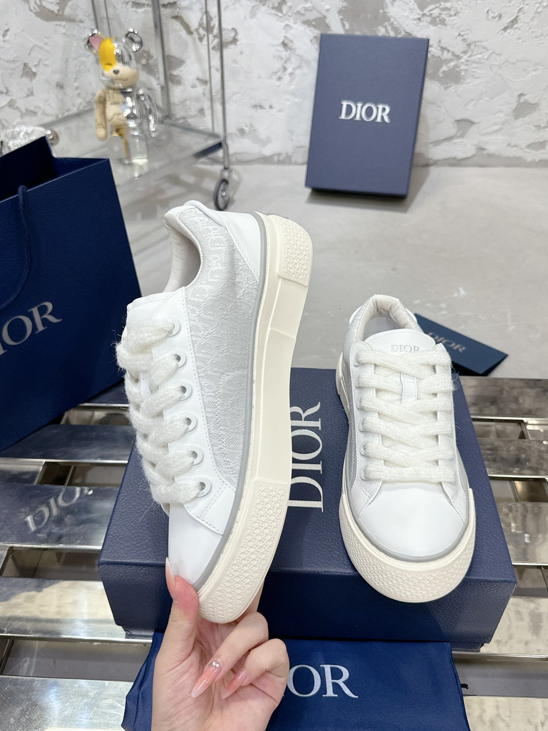 B33 Sneaker 30mm Grey Mix White Monogram Calfskin  103964