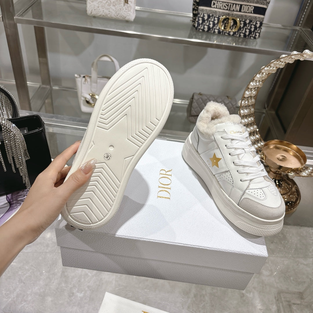 CD Dior Star Platform Sneaker In White Cowhide 996422