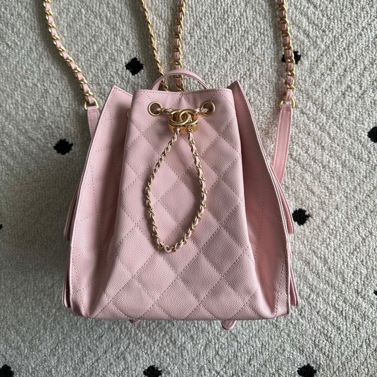 Chanel 2025 Backpack 23cm Pink Grained Calfskin 318275