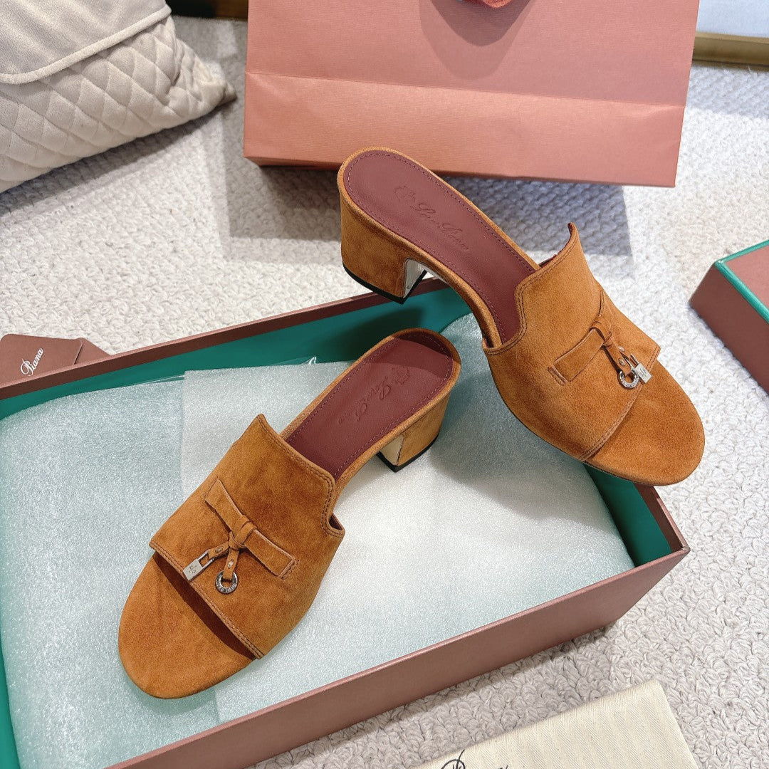 LP 25 Summer Charm Sandal 55 Brown Suede Dard Red Calfskin