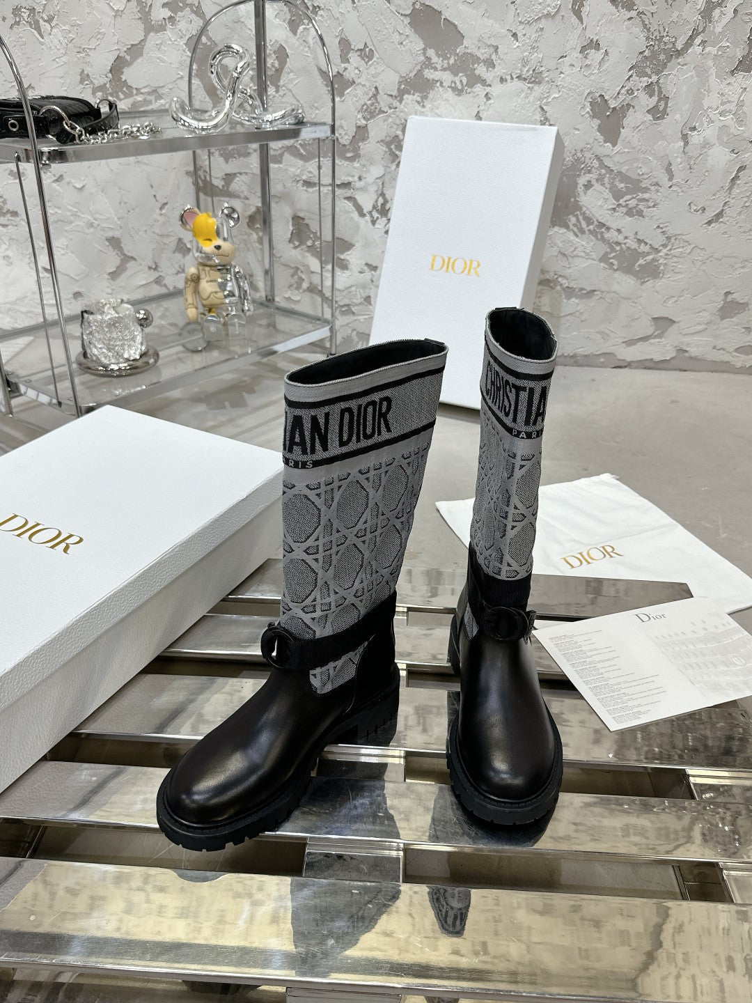 D-Major Boot In Grey Mix Black Denim Fabric 100570
