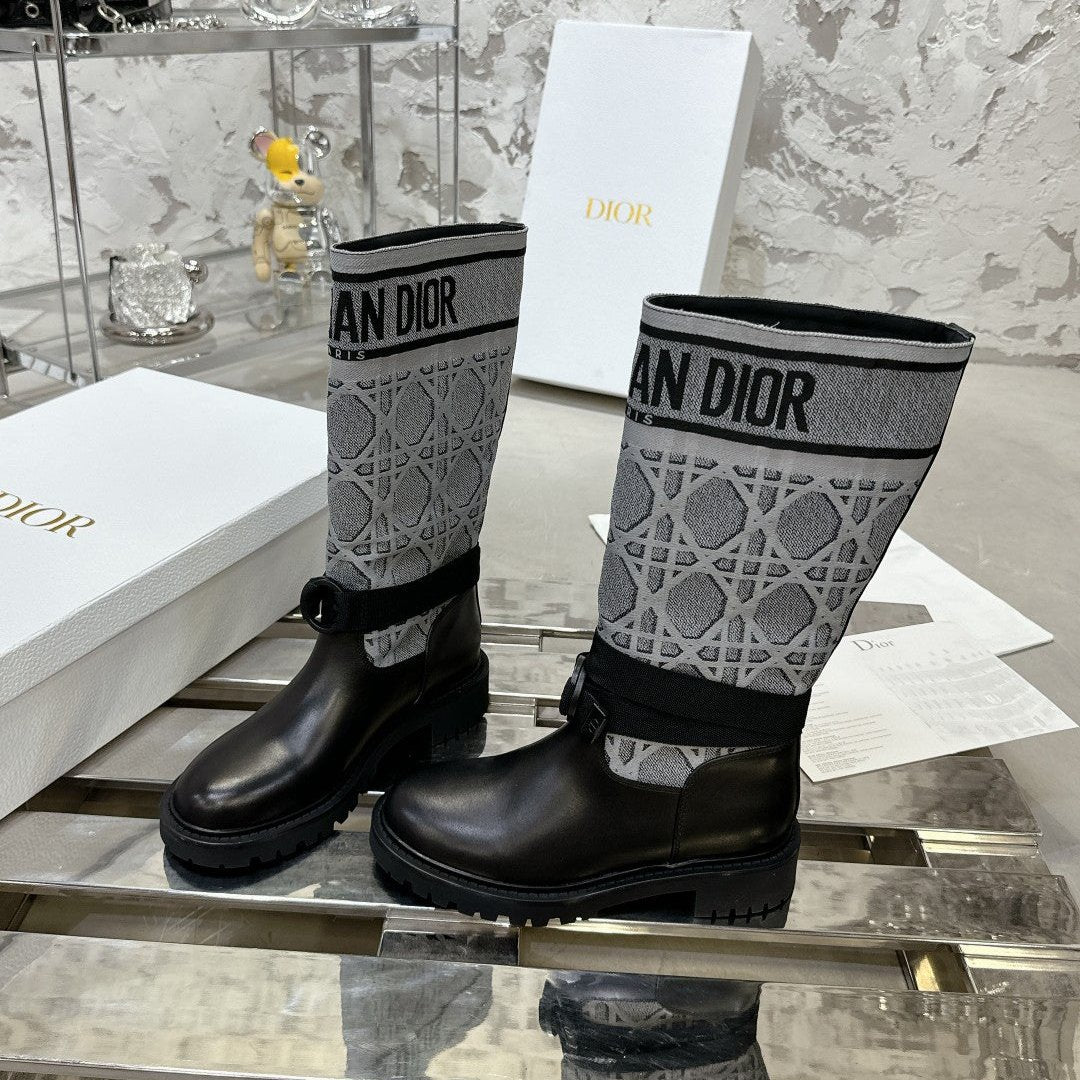 D-Major Boot In Grey Mix Black Denim Fabric 100570