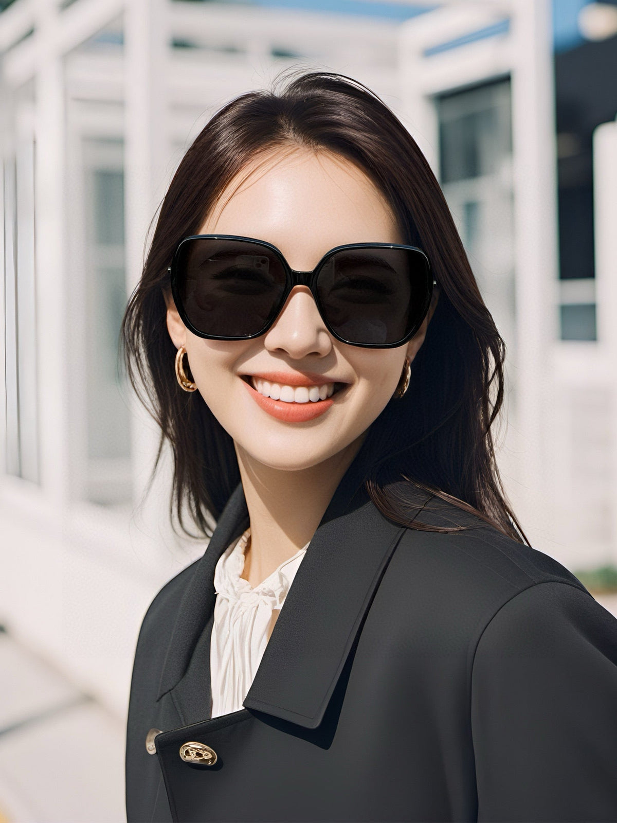 CHAIN LINK DETAIL SQUARE FRAME SUNGLASSES G3612 IN ACETATE