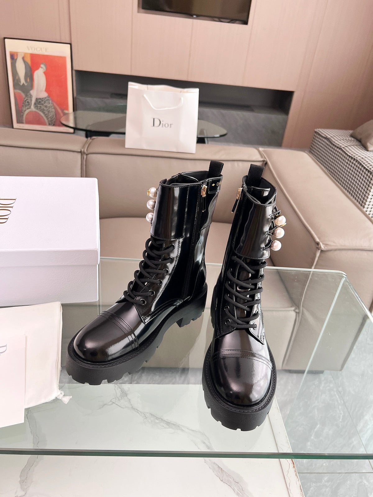 CD D-Strike Ankle Boot Glossy Black Calfskin