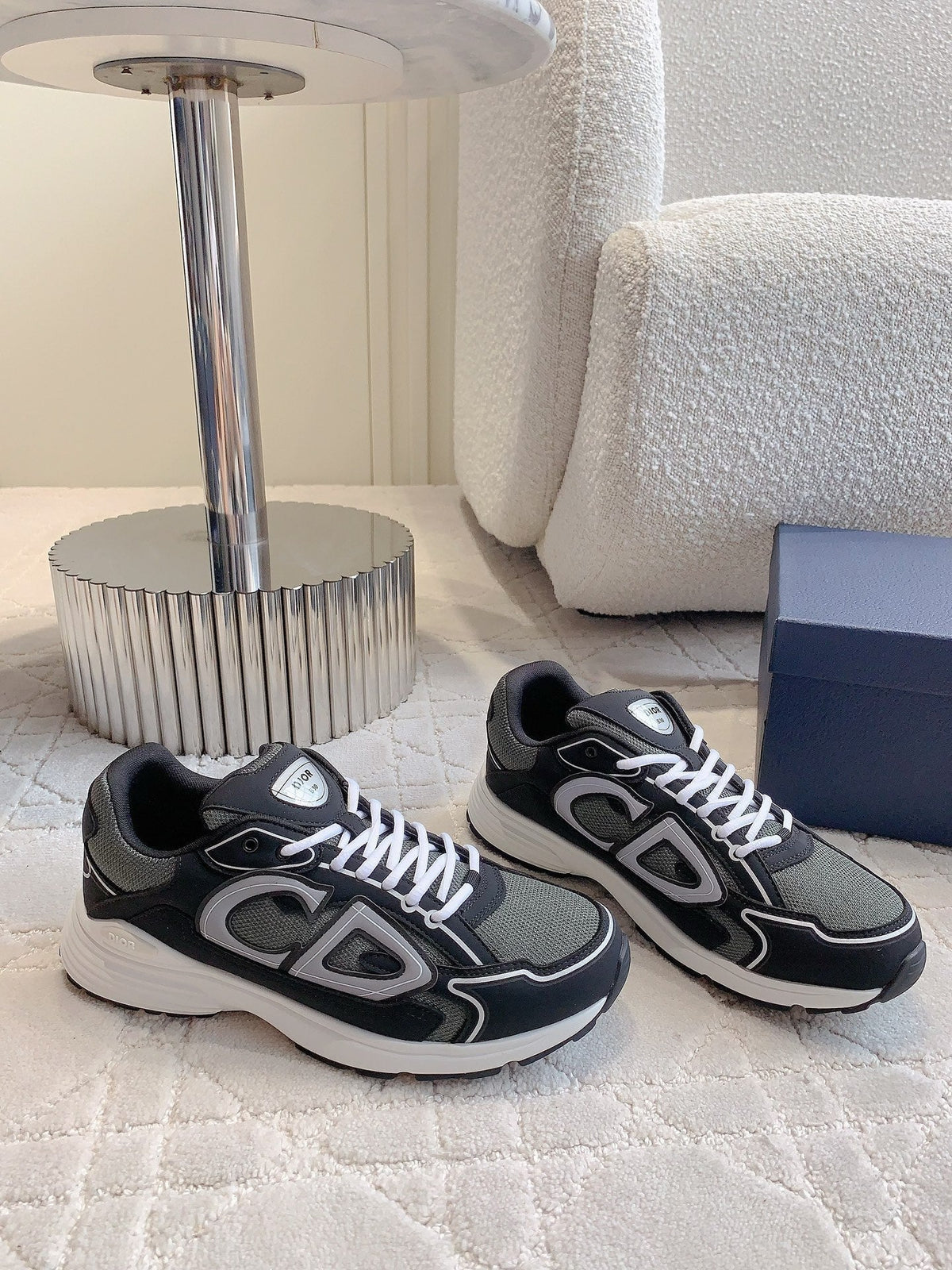 CD B30 Sneaker Black Grey Polyester Mesh Fabric And Calfskin