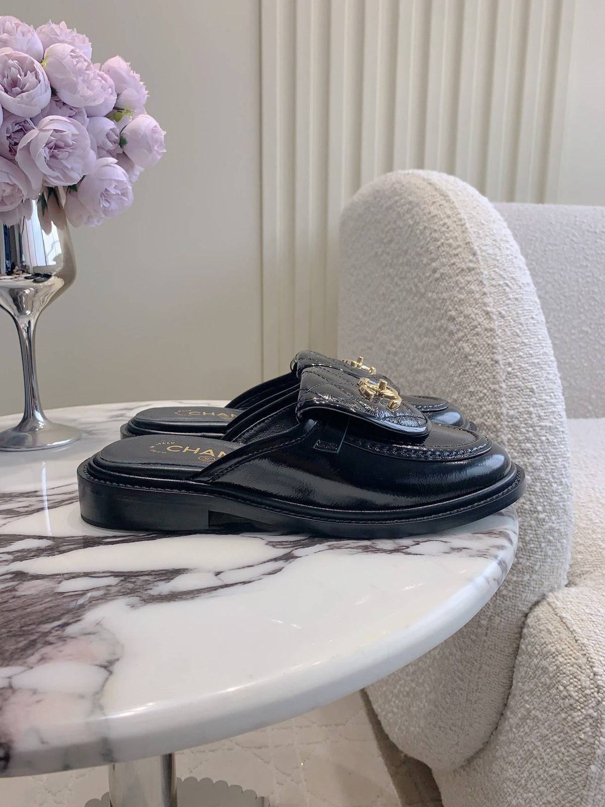 CC Mule In Black Glossy Cowhide 145660