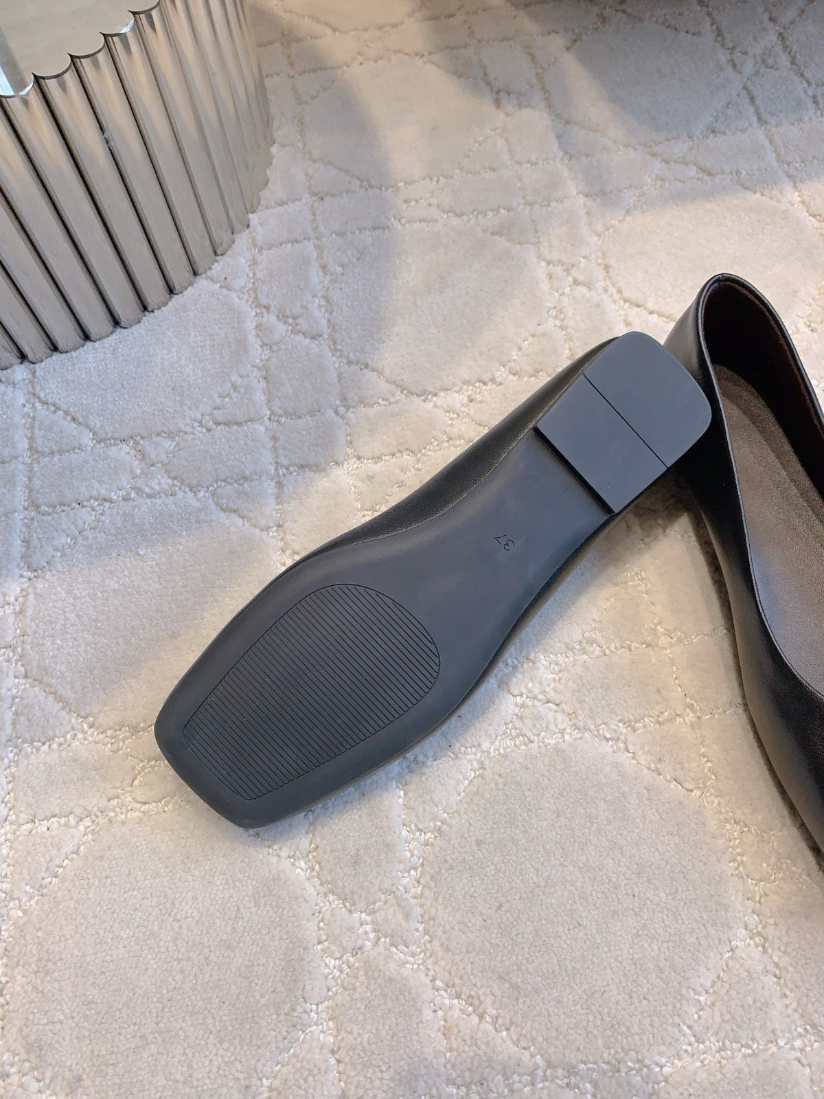 The Row 2025 Square-toe Ballet Flat Black Sheepskin 557431
