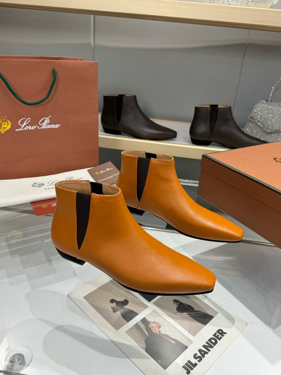 LP Sumire Ankle Boot In Brown Orange Nappa Calfskin 980106