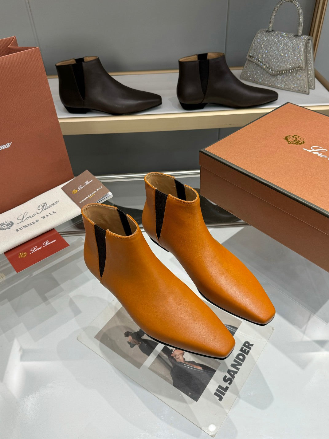 LP Sumire Ankle Boot In Brown Orange Nappa Calfskin 980106