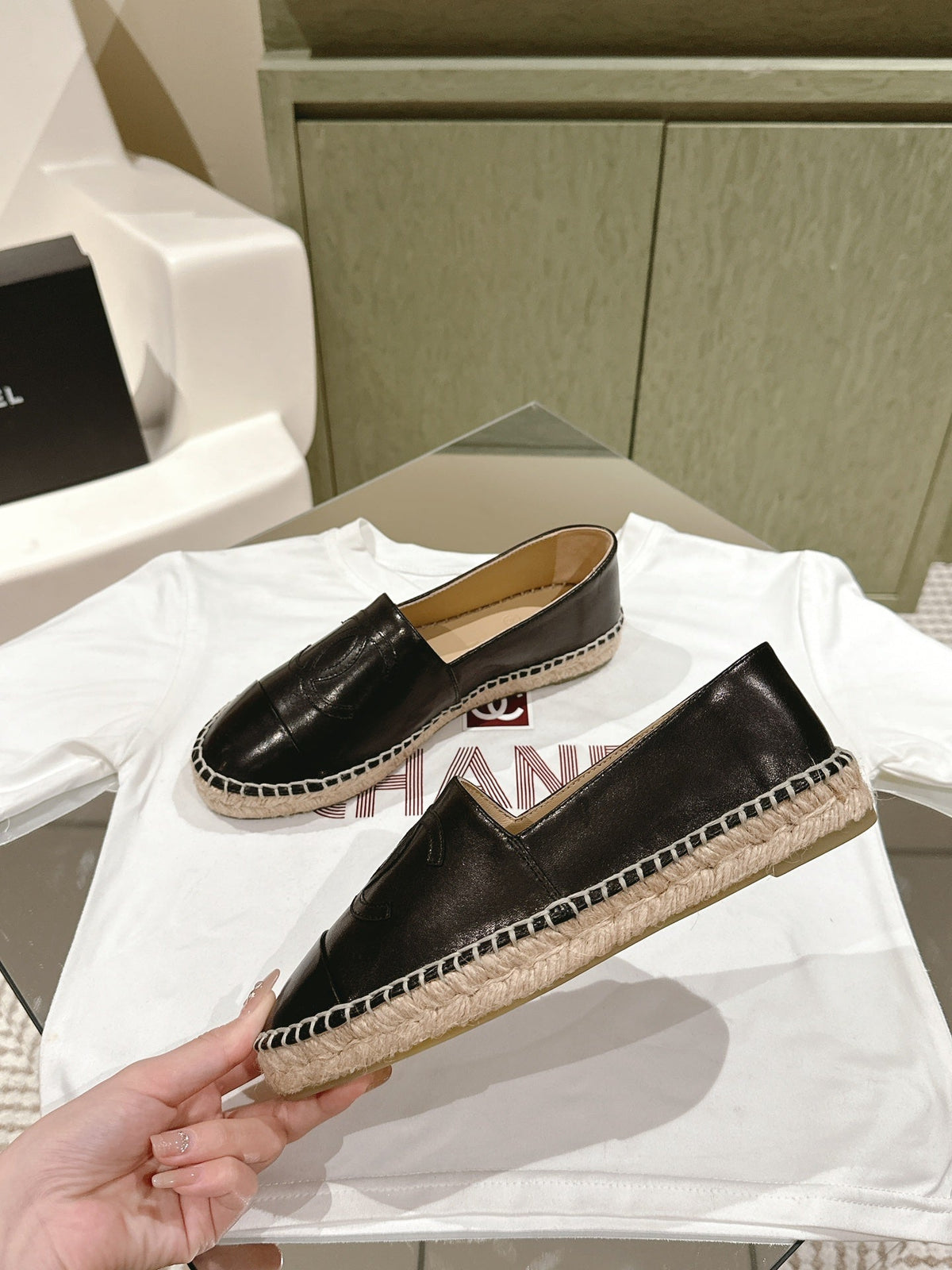espadrilles all black calfskin