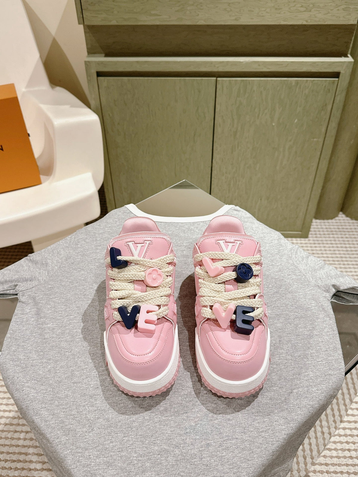 LV Trainer Maxi Sneaker Pink Pastel Lambskin