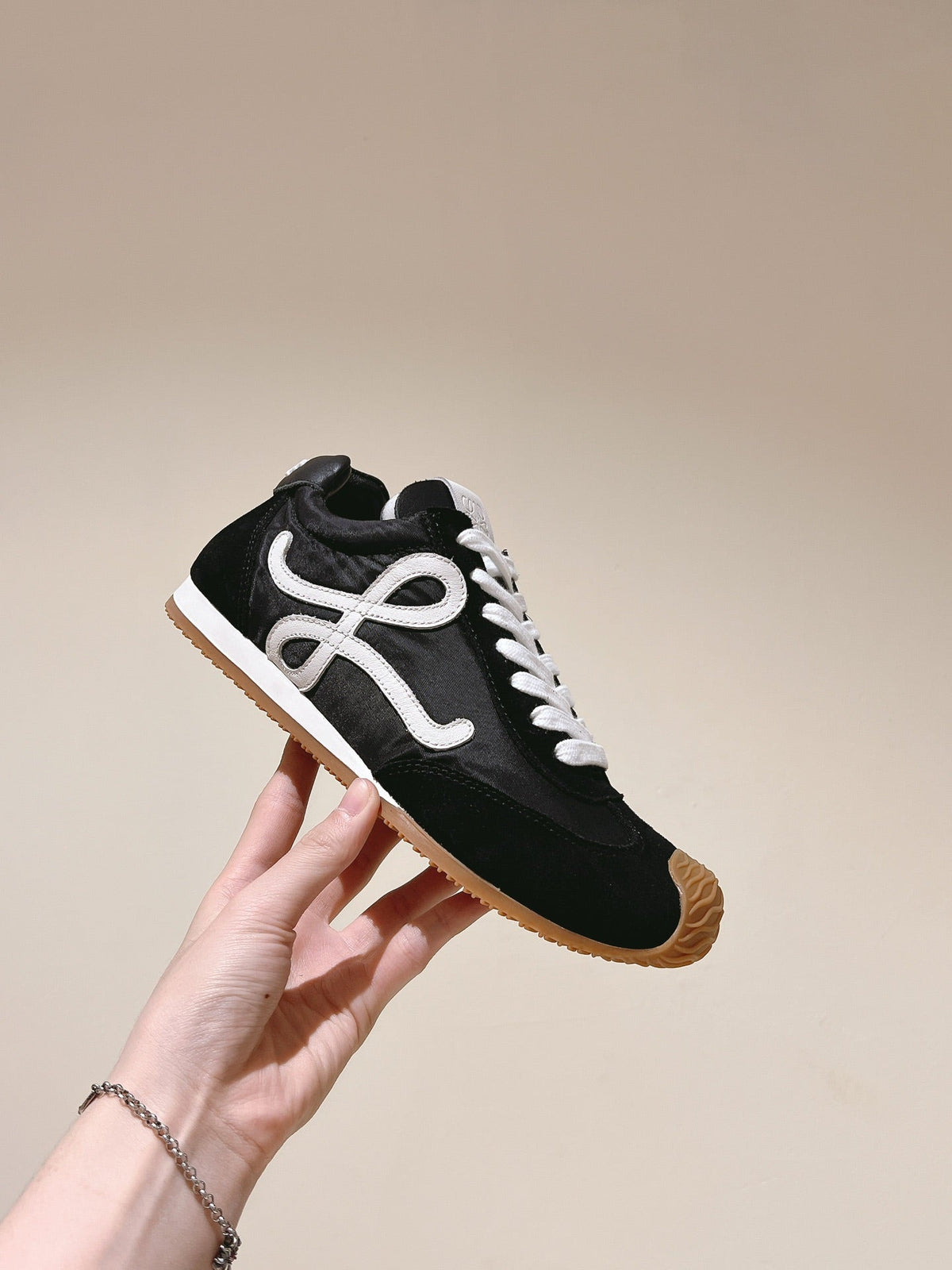 Loewe 2025 Ballet Runner 2.0 Sneaker Black White Suede 556041