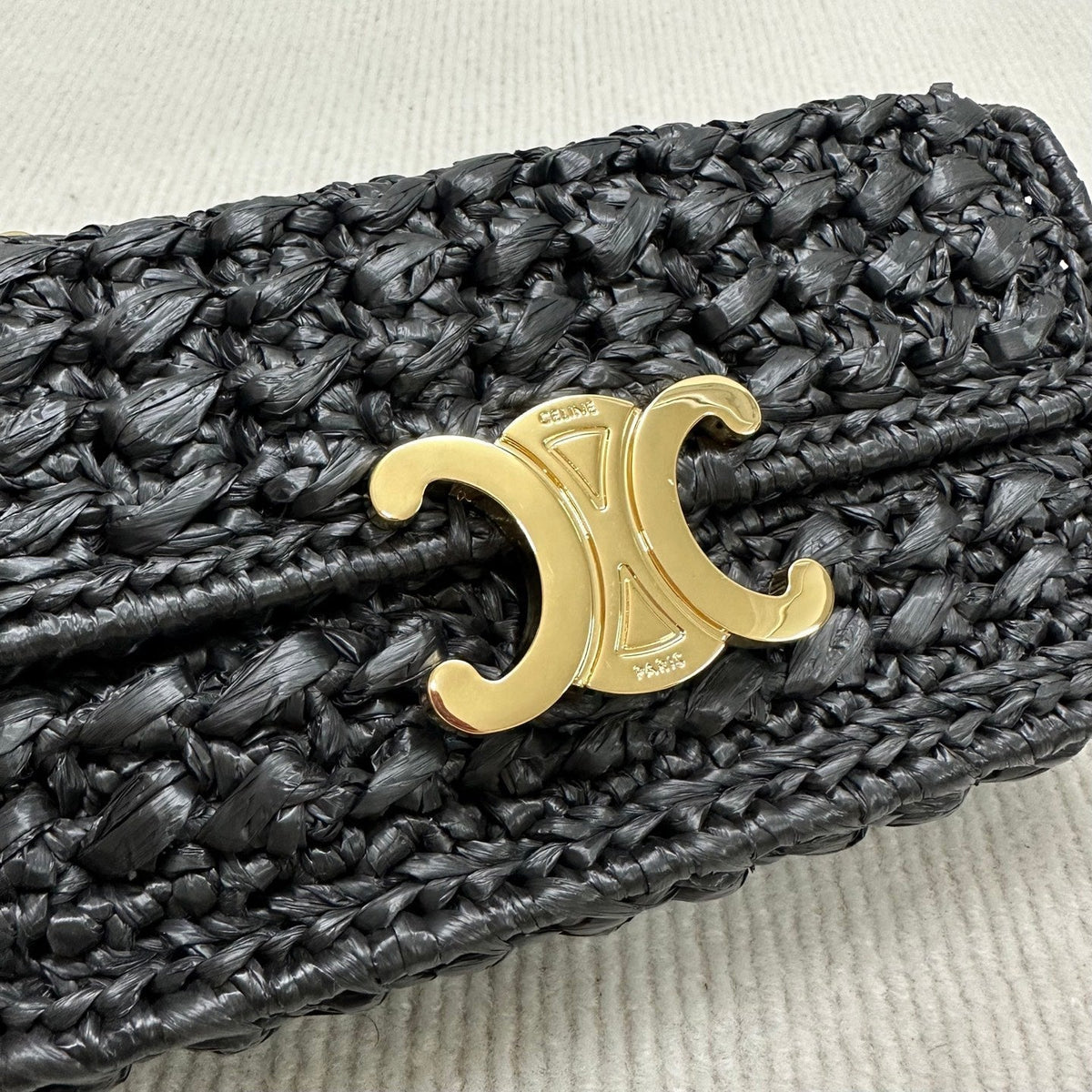 Celin Triomphe 20cm Black Raffia