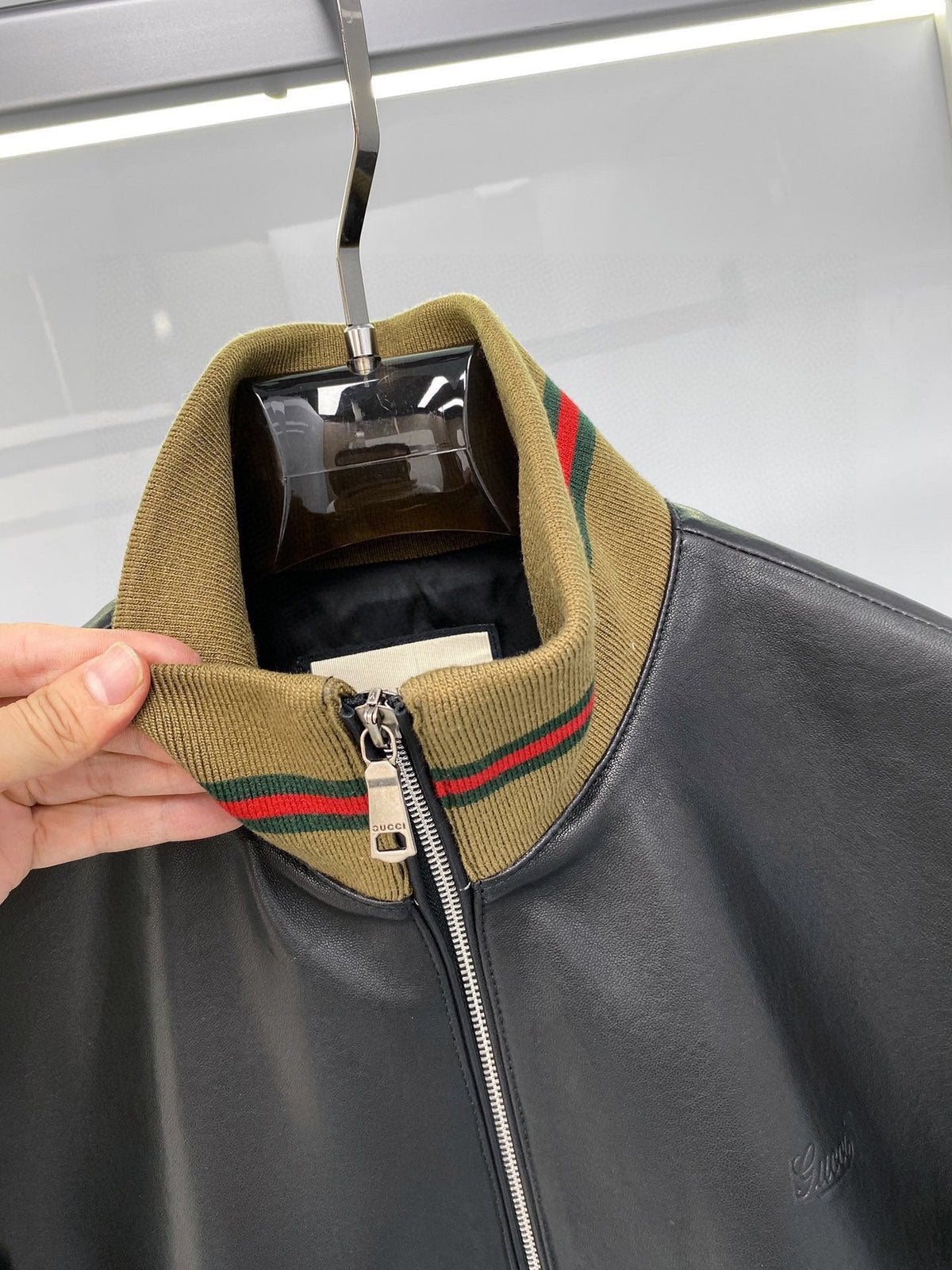 Gucci Jacket Black Lambskin 298820