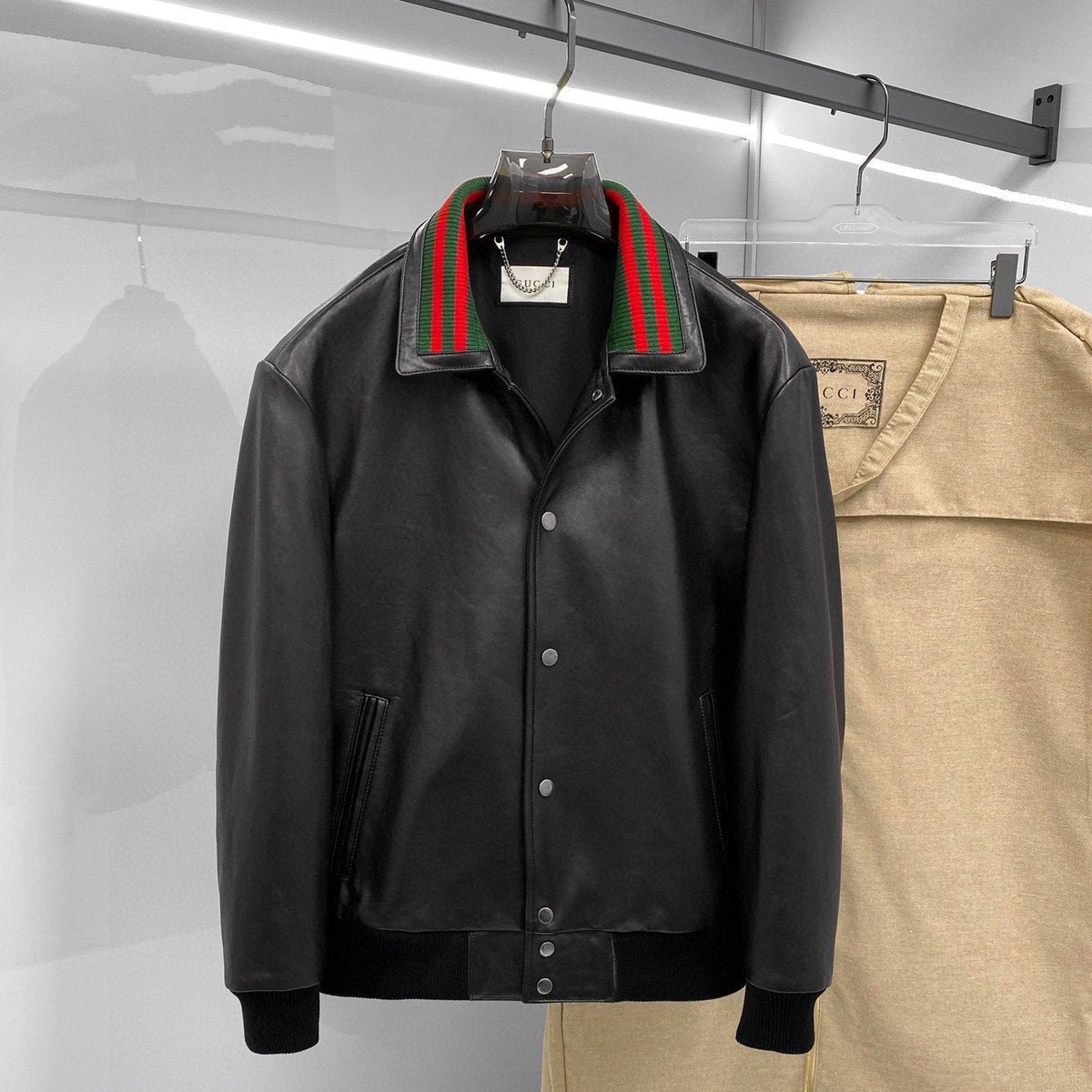 Gucci Jacket Black Lambskin 298818