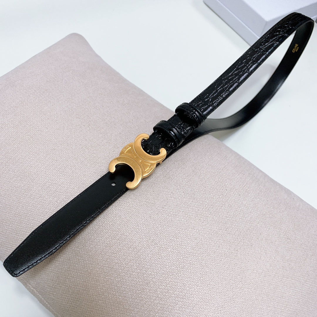 CEL 25mm Triomphe Belt Black Alligator Leather 176670