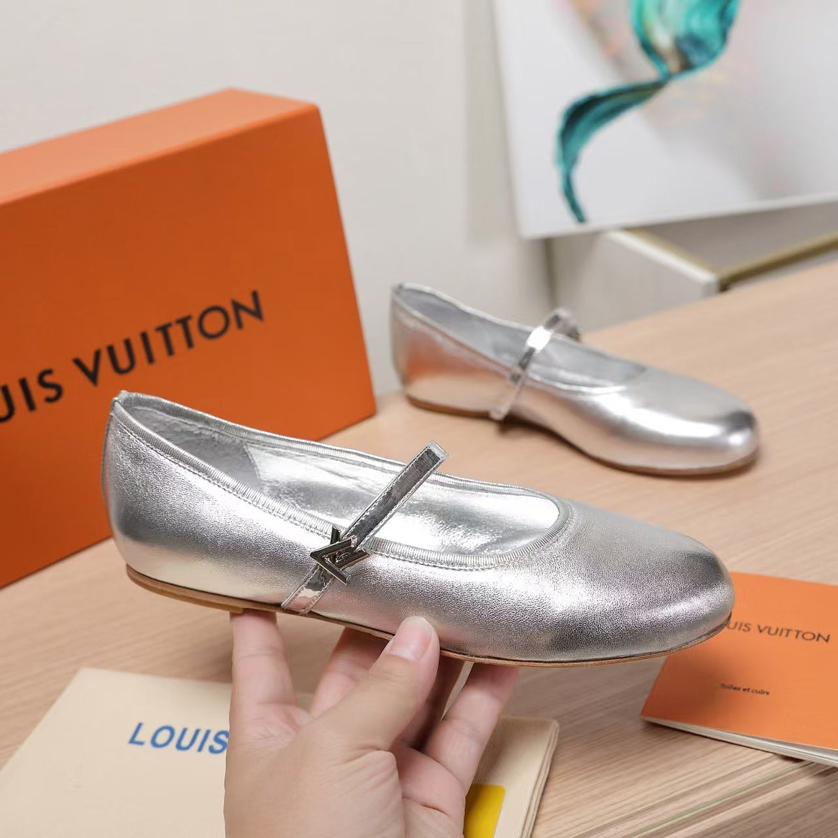 LV Romy Flat Silver Color Metallic Lambskin 218323