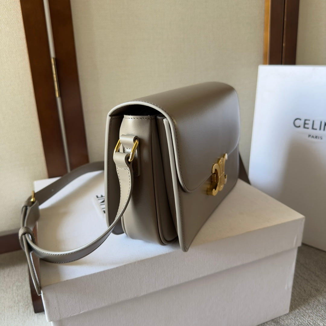 classique triomphe 22 grey calfskin gold hardware