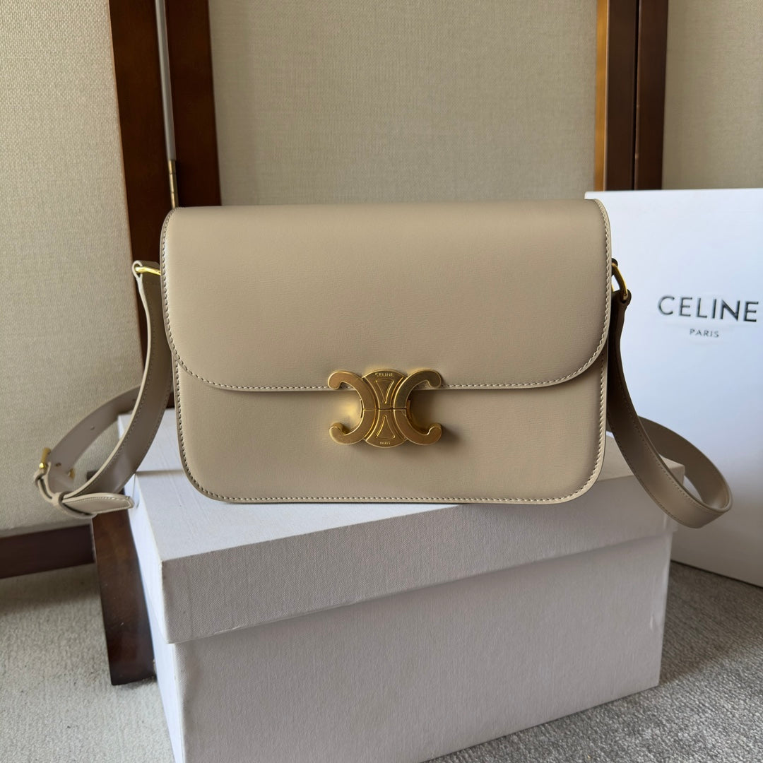 classique triomphe 22 beige calfskin gold hardware