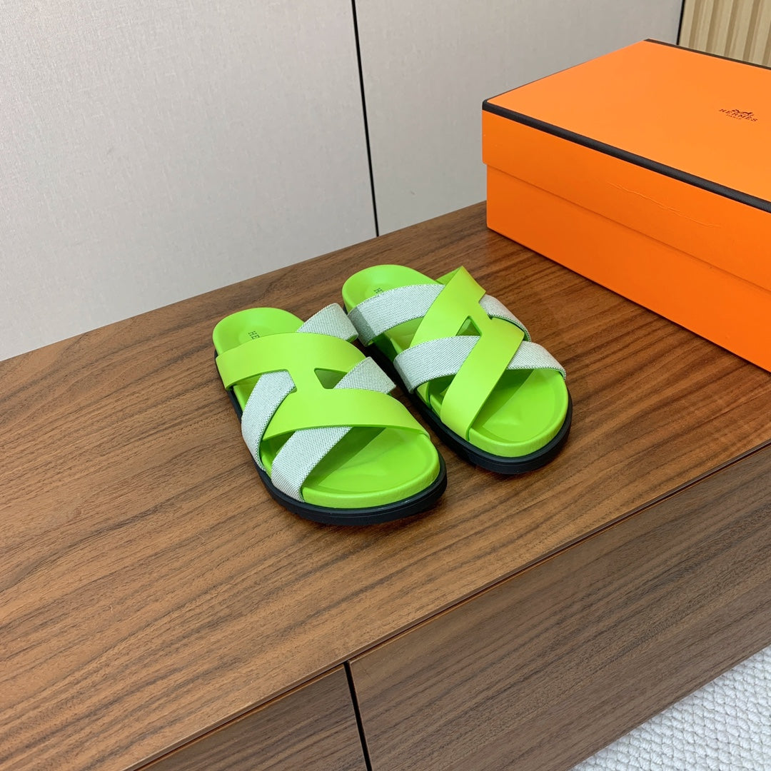 HM Kazimir Sandal Green Farbic Calfskin 293984