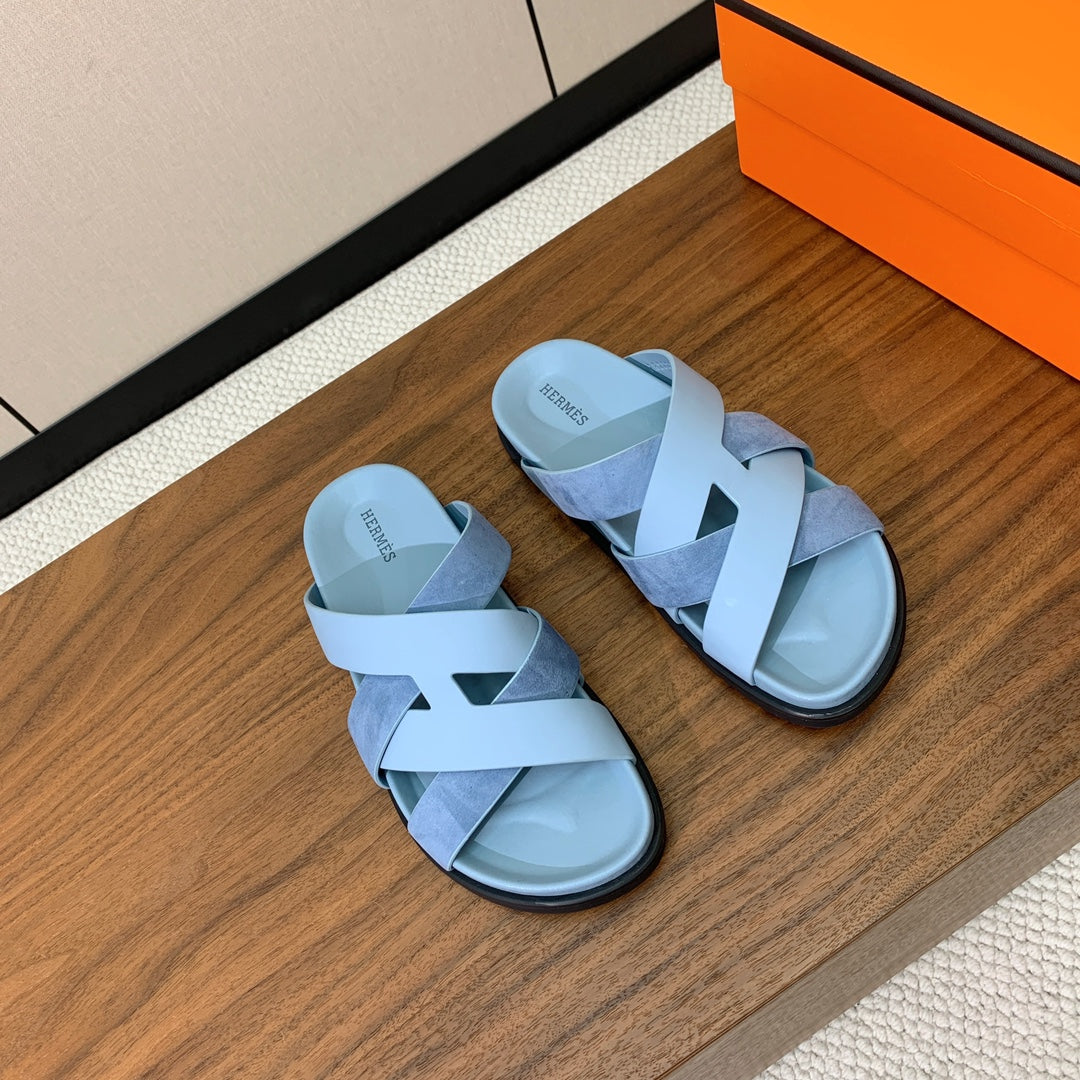 HM Kazimir Sandal Light  Blue Suede Calfskin 293992