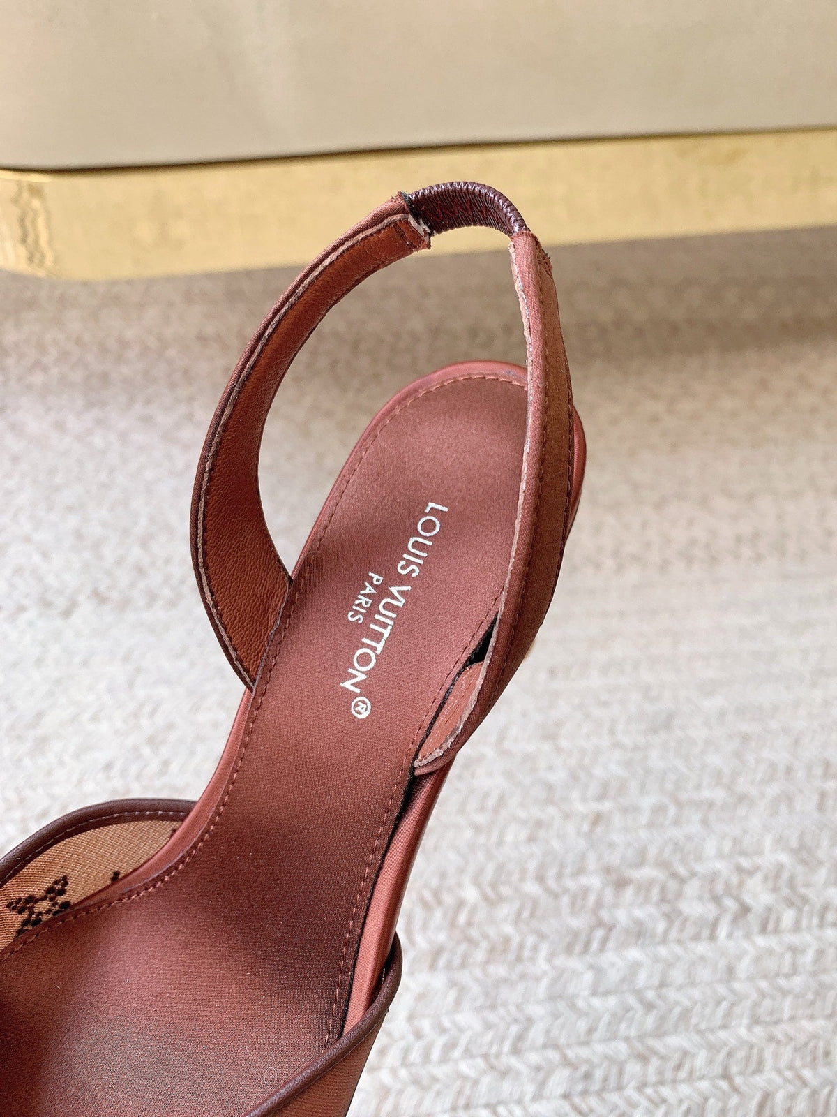 LV 26ss Slingback Reddish Brown Mesh Leather 669993 669991