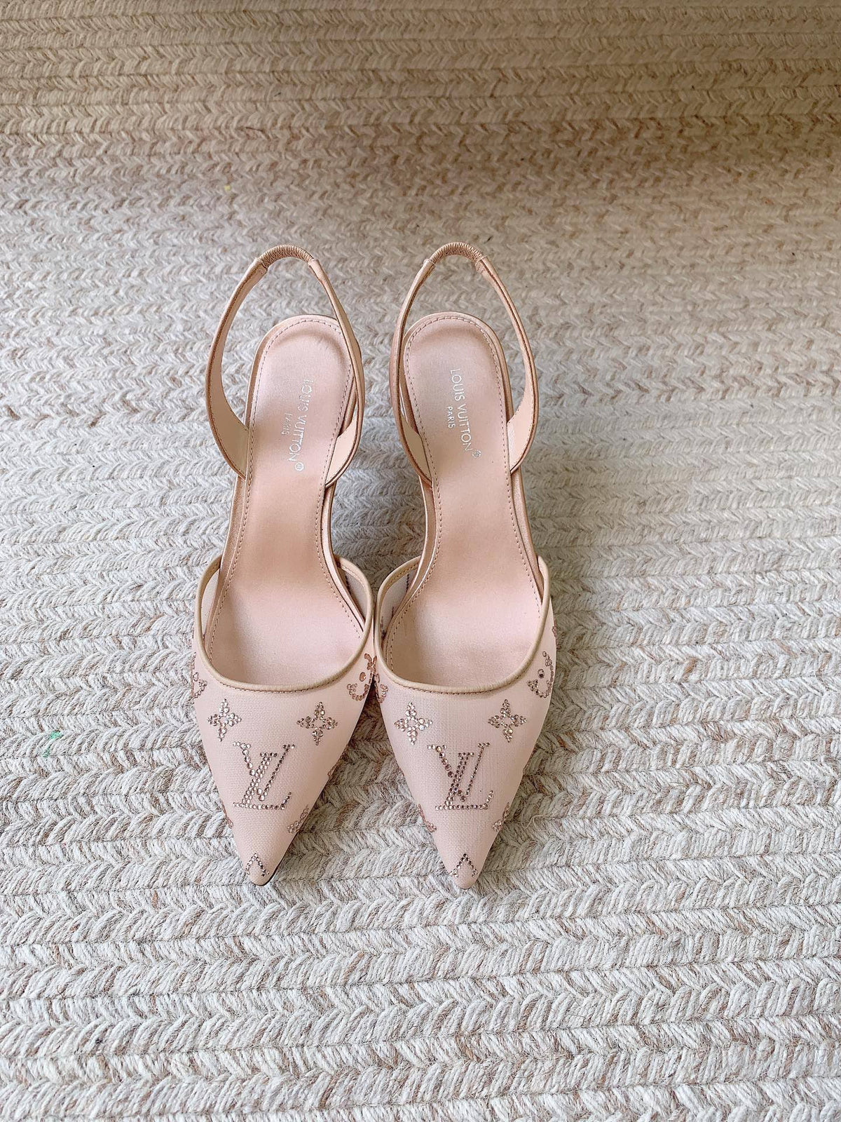 LV 26ss Slingback Beige Mesh Leather 669993