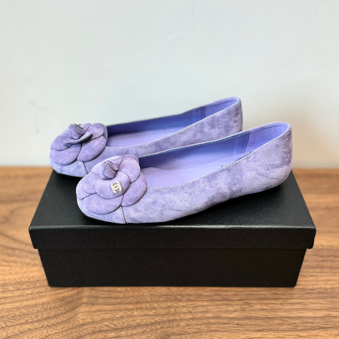 CC Ballet Flats Light Purple With Camellia Light Purple Suede
