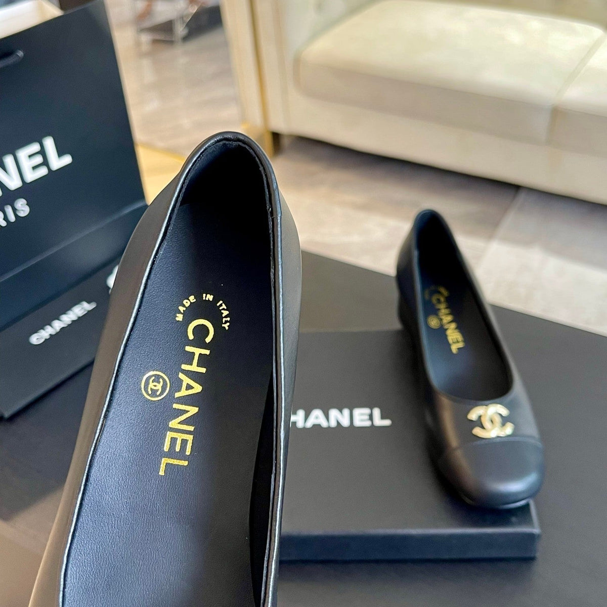cc pump 50 all black calfskin